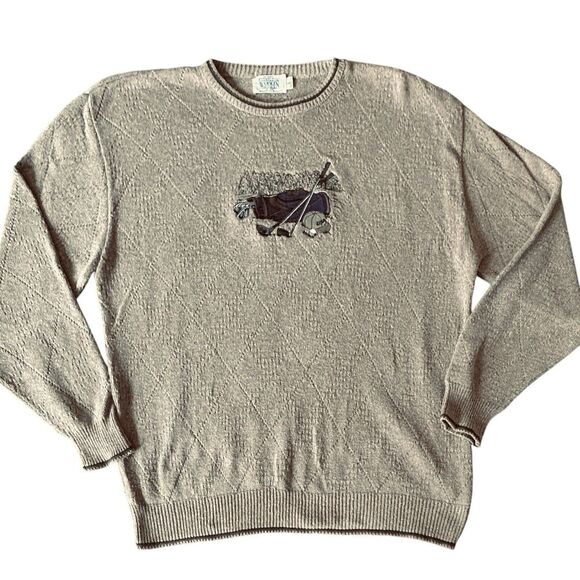 Vtg. Embroidered Sweater Mens Sz L Frankenmuth Woolen Mills Golf Preppy USA - Picture 7 of 11